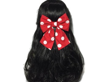 Red Polka Dot Bow, Red Hair Bow, Bows For Toddlers, Minnie Mouse Hair Bow, Bows For Girls, Handmade Hair Bow, Baby Girl Hair Bow