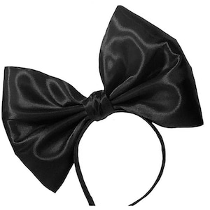 Oversized black hair bow, Black headband, Black hair bow barrette, Solid black hair bow, Black satin bow headband, Big bows, Cosplay Anime