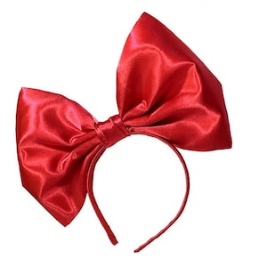 Large Hair Satin Headband Bow, Big Hair Bow, Cosplay Bow, Girls Hair Bow, Large Red Bow, Large Bows, Big Bows, Girls Bows, Cosplay Girl Bow