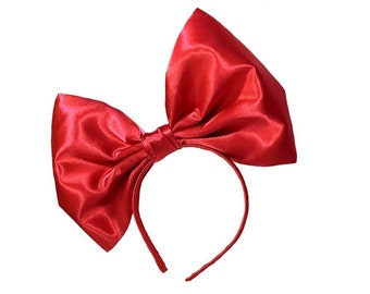 Large Hair Satin Headband Bow, Big Hair Bow, Cosplay Bow, Girls Hair Bow, Large Red Bow, Large Bows, Big Bows, Girls Bows, Cosplay Girl Bow