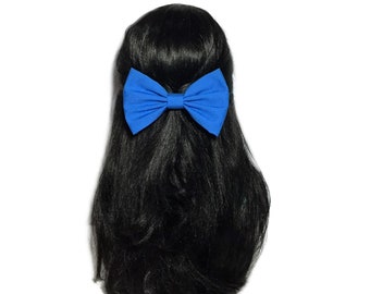 Blue Hair Bow, Blue Bow, Blue Bow For Hair, Girls Hair Bows, Large Bow Clip, Blue Hair Barrette, Bow For Baby Girl, Fabric Bows, Cotton Bows