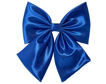 Blue Satin Hair Bow, Hair Bow For Women, Blue Hair Clip, Hair Bow for Girls, Blue Wedding Bows, Dance Team Bows, Blue Bow Barrette, Blue Bow