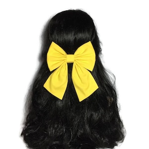 Yellow Hair Bow, Large Hair Bow, Yellow Cheer Bow, Handmade Hair Bow, Cosplay Anime Bow, Bow For Girls, Yellow Bow, Kawaii Yellow image 1