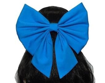 Blue Ariel Cosplay Hair Bow, Little Mermaid Hair Bow, Fabric Handmade Bow, Jewel Blue Bow, Bow For Girls, Kawaii Bow, Ariel Bow