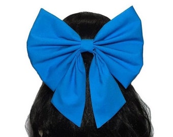 Blue Ariel Cosplay Hair Bow, Little Mermaid Hair Bow, Fabric Handmade Bow, Jewel Blue Bow, Bow For Girls, Kawaii Bow, Ariel Bow