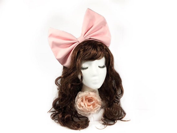 Oversize Bow, Pink Headband Women, Pink Cosplay Headband, Large Pink Hair Bow, Big Pink Bow, Light Pink Cosplay, Anime Bows, Hair Bow Women