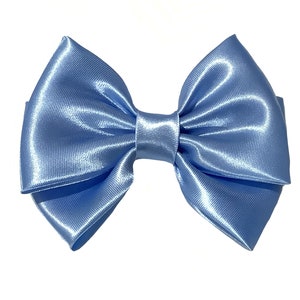 Light blue satin hair bow. Light blue bow for girls. Blue bows for women. Toddlers blue bow headbands. Blue flower girls. Blue dance team