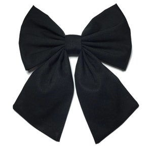 Black Hair Bow Clip, Sailor Bow, Black Hair Bow, Hair Bow Clip, Black Bow Clip, Hair Bows For Girls, Black Cotton Bow, Big Black Bow, Large image 3