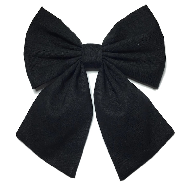 Black Hair Bow Clip, Sailor Bow, Black Hair Bow, Hair Bow Clip, Black Bow Clip, Hair Bows For Girls, Black Cotton Bow, Big Black Bow, Large image 3