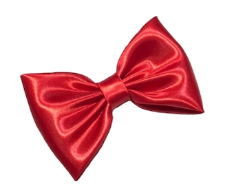 Wedding Hair Clip, Red Hair Bow, Wedding Accessories, Wedding Hair Piece, Hair Bow Clips, Satin Hair Bow, Red Bow, Bows For Girls