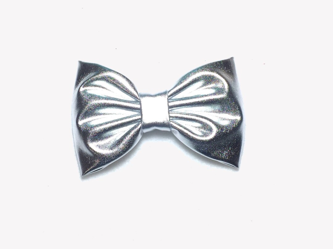 Silver Bow, Silver Hair Clip, Silver Hair Bow, Girls Bows, Metallic Bow ...
