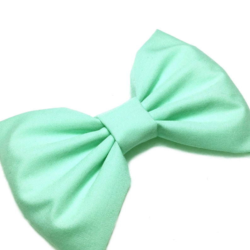 Mint Hair Bow, Hair Bows For Girls, Mint Hairbow, Kawaii Bow, Hair Bows For Women, Baby Bows, Mint fabric, Fabric Hair Bow, Big Bow image 2