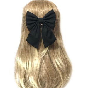 Black Hair Bow Clip, Sailor Bow, Black Hair Bow, Hair Bow Clip, Black Bow Clip, Hair Bows For Girls, Black Cotton Bow, Big Black Bow, Large image 4