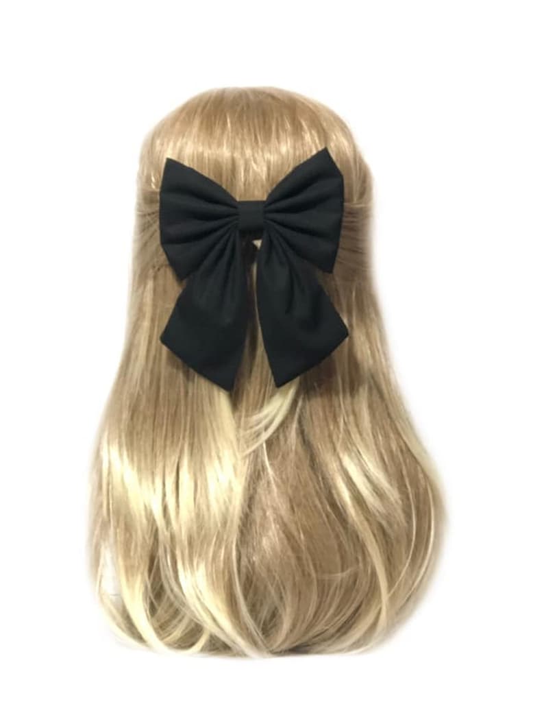 Black Hair Bow Clip, Sailor Bow, Black Hair Bow, Hair Bow Clip, Black Bow Clip, Hair Bows For Girls, Black Cotton Bow, Big Black Bow, Large image 4