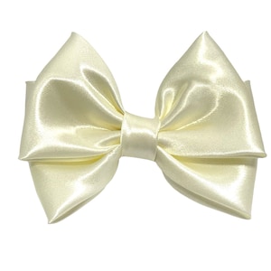 Ivory satin hair bow. Double flower girl hair bow. Christening bow headband. wedding hair bows. Bows for girls. Bows for women. Ivory bows