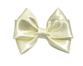 Ivory satin hair bow. Double flower girl hair bow. Christening bow headband. wedding hair bows. Bows for girls. Bows for women. Ivory bows