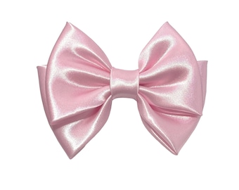 Pink bow for girls. Double satin pink bow. Pink bow barrette for women. Pink hair clip for girls. Toddler bows. Pink flower girl bows.