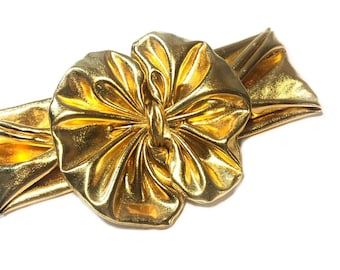 Gold Baby Headband, Baby Headband, Gold Bows, Metallic Headband, 4" Bows, Soft Bow Headband, Gold Headband, Baby Girl Bows, Infant Bows