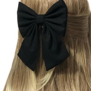 Black Hair Bow Clip, Sailor Bow, Black Hair Bow, Hair Bow Clip, Black Bow Clip, Hair Bows For Girls, Black Cotton Bow, Big Black Bow, Large image 7