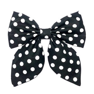 Polka dot hair bow, Hair bow for women or girls, Large hair bow, Polka dot bows, Fabric hair bows, Black White bows, Bows for girls, hairbow