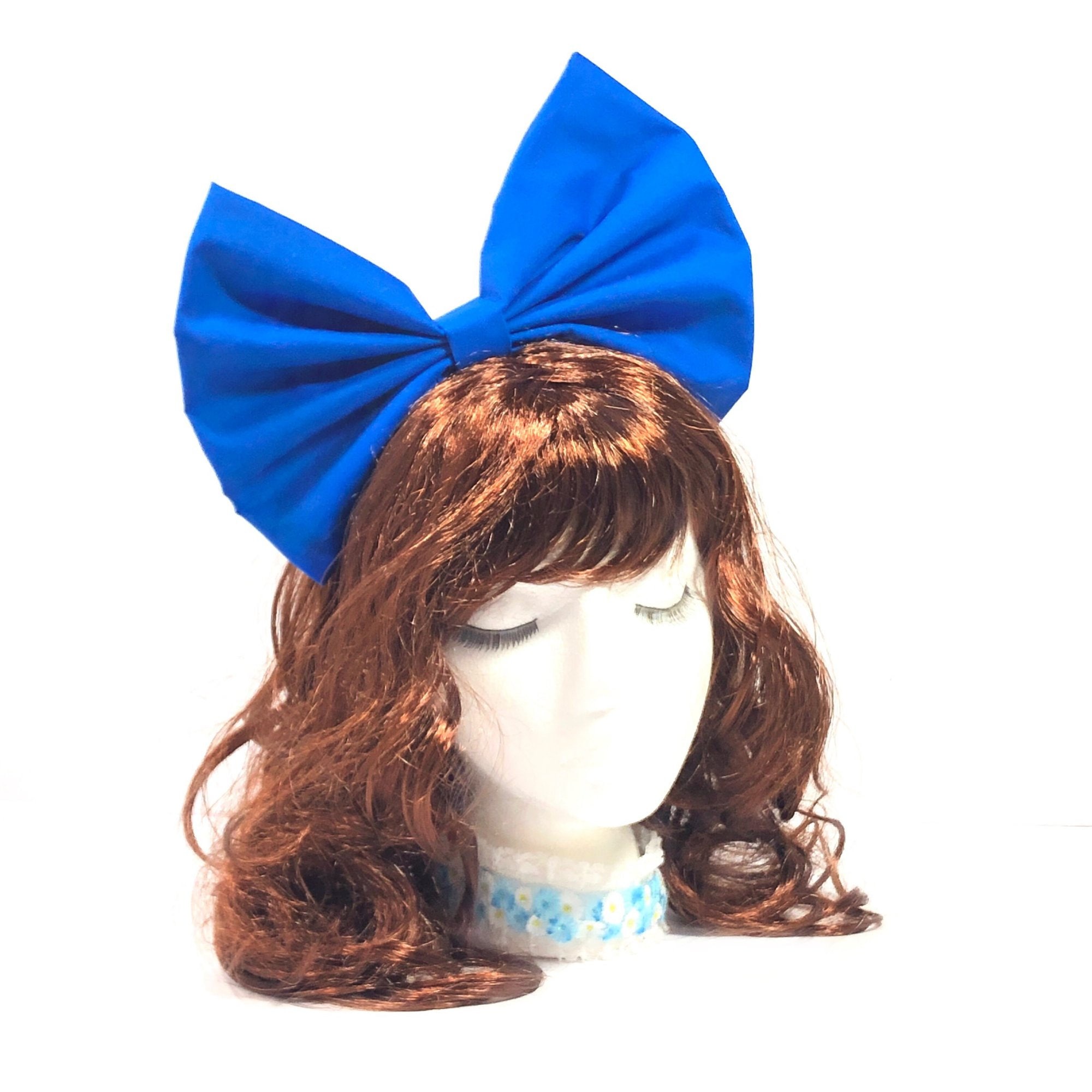 Large Blue Bow, Big Blue Bow Headband, Cosplay Headband 