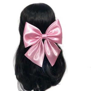 Pink Hair Bow For Women, Large Pink Bow, Pink Bow For Girls, Big Bows, Pink Bow, Fabric Bows, Satin Pink Bows, Pink Barrette Bow, Hair Bows image 8
