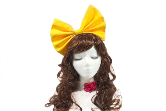 Yellow Bow Headband, Cosplay accessory, Anime Headband, Yellow Hair Bow, Oversize Bow, Yellow Costume, Anime Cosplay Girl, Large Yellow Bow