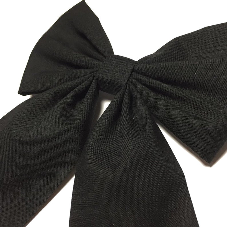 Black Hair Bow Clip, Sailor Bow, Black Hair Bow, Hair Bow Clip, Black Bow Clip, Hair Bows For Girls, Black Cotton Bow, Big Black Bow, Large image 8
