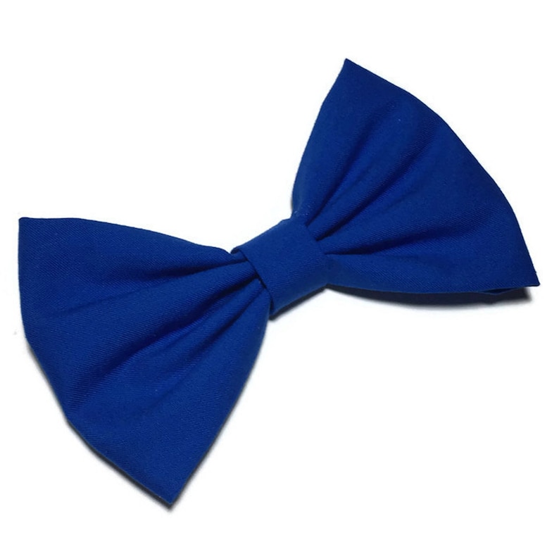 May include: A large, bright blue bow made of fabric. The bow is tied in a classic style with a center loop.