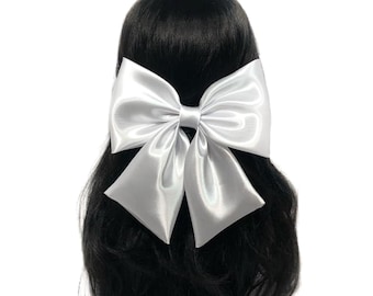 Big White Hair Accessory, White Hair Bow, Girls Accessories, Black White Bow, Women Hair Accessory, Large Hair Barrette, Large Bow Hair Clip