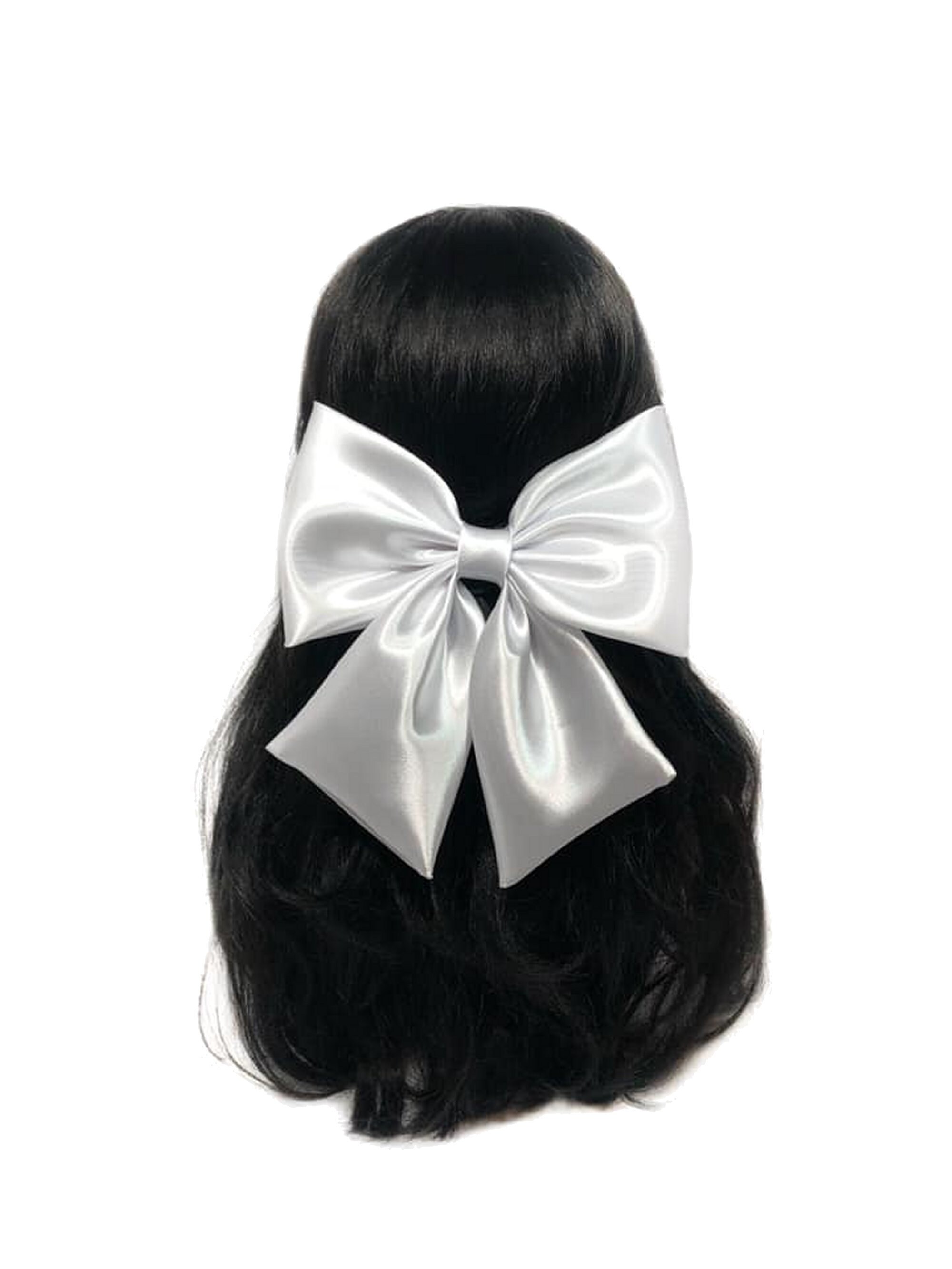 Black and White Hair Accessory with Pearl Bow Embellishment Pearl adorned silk double bow - Style #2574 main image 2