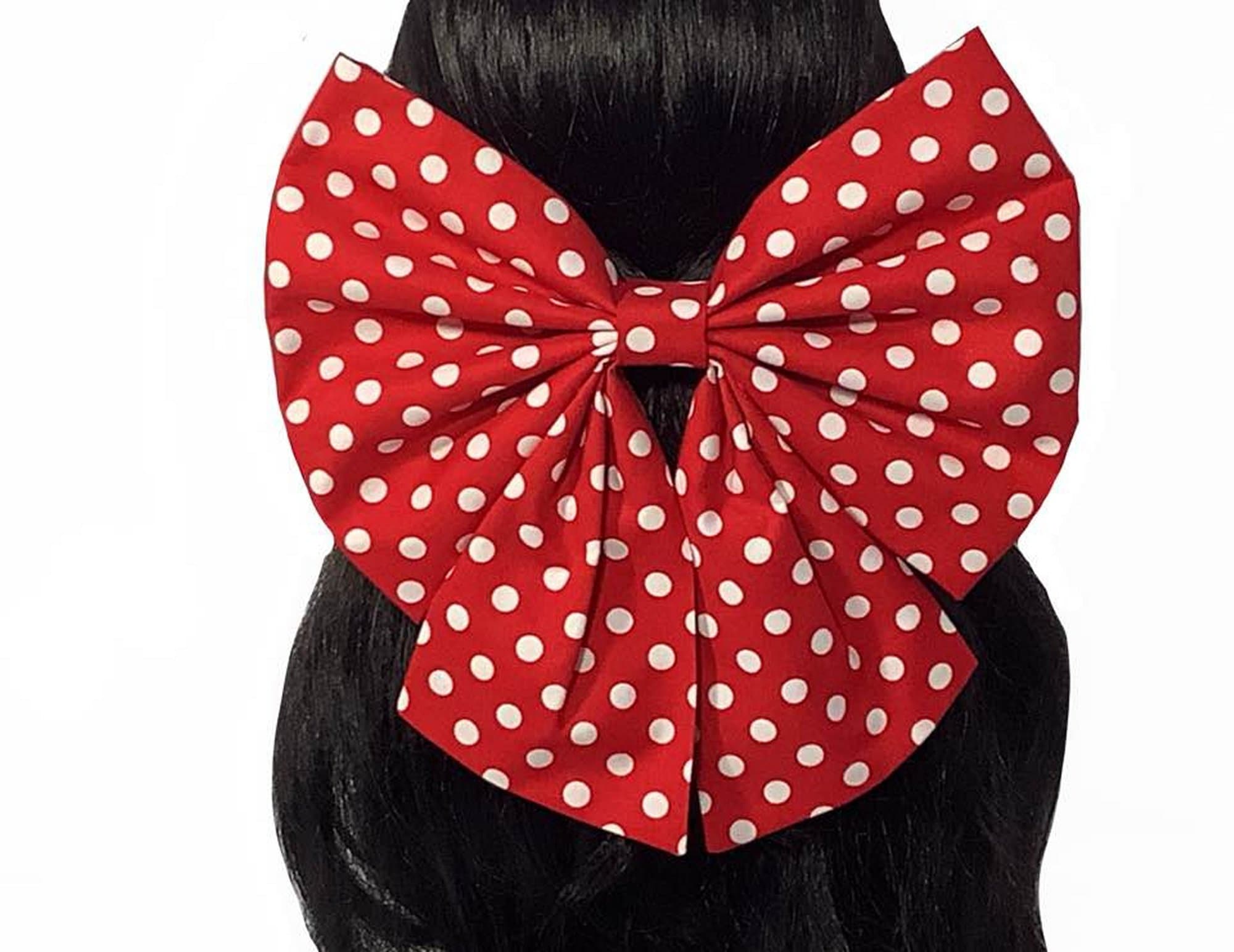 Set of 4 Vintage Headbands Revlon Bow Braid Polka Dot Black White Maroon Orange Lusofie Black Red Polka Dot Headband Set - Cute Bow Wire  main image 2