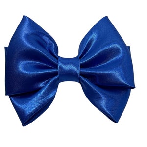 Royal Blue Hair Bow on Satin Fabric. Blue bow for girls. Blue hair barrette. Blue bows for women. Blue satin hair clip. Flower girl bows.