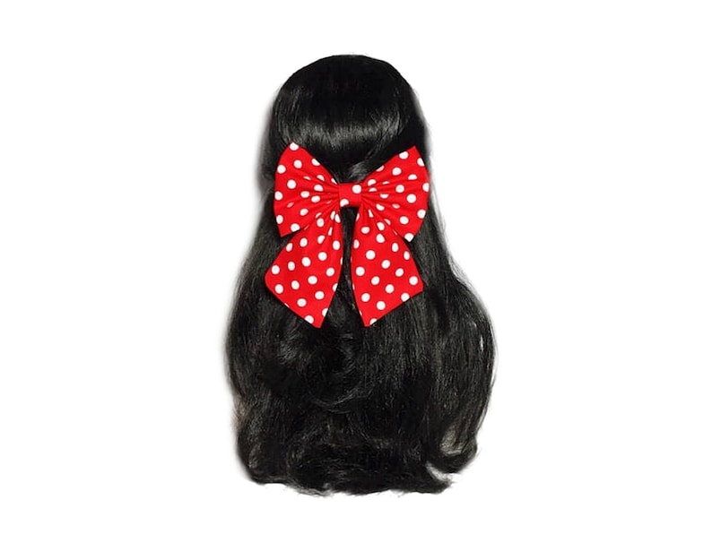 Minnie Mouse Hair Bow, Red Hair Bow, Polka Dots Bow, Hair Bows For Girls, Girls Hair Bows, Toddlers Hair Bows, Cheer Bows, Dance image 2