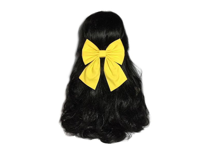 Yellow Hair Bow, Large Hair Bow, Yellow Cheer Bow, Handmade Hair Bow, Cosplay Anime Bow, Bow For Girls, Yellow Bow, Kawaii Yellow image 3