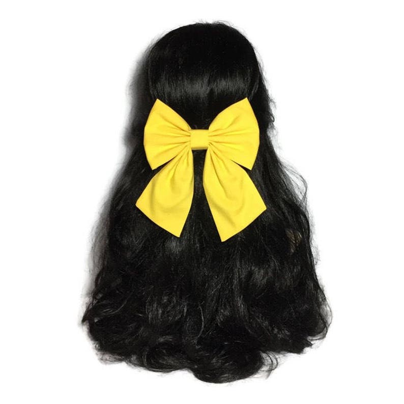 Yellow Hair Bow, Large Hair Bow, Yellow Cheer Bow, Handmade Hair Bow, Cosplay Anime Bow, Bow For Girls, Yellow Bow, Kawaii Yellow image 1