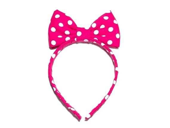 Pink and White Polka Dot Headband Bow, Cosplay Costume Anime 
