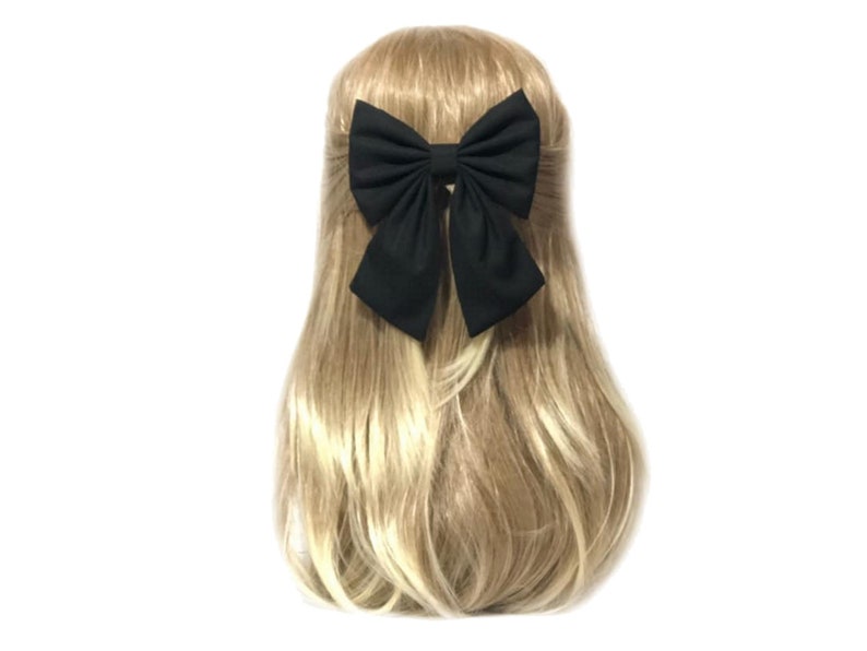 Black Hair Bow Clip, Sailor Bow, Black Hair Bow, Hair Bow Clip, Black Bow Clip, Hair Bows For Girls, Black Cotton Bow, Big Black Bow, Large image 2