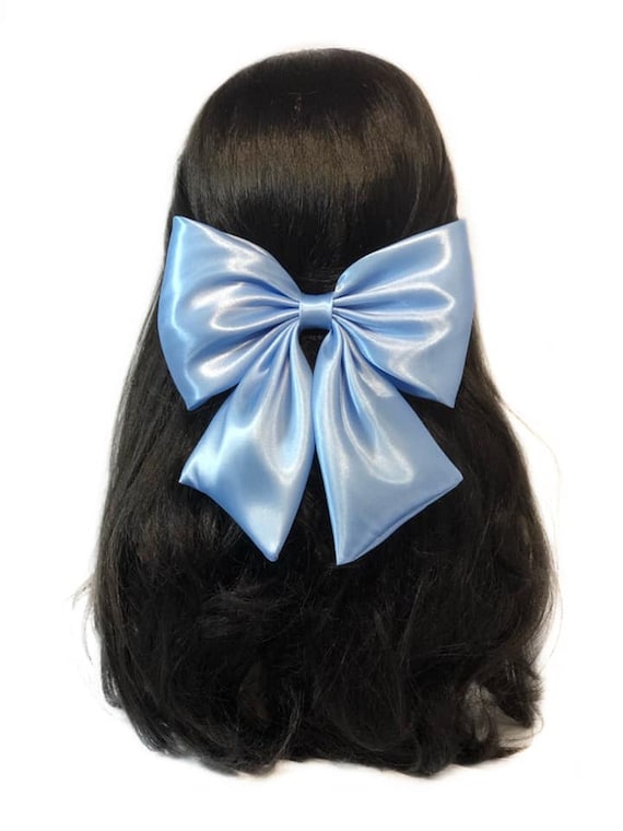 SATIN BOW HAIR TIE LIGHT BLUE SATIN BOW HAIR TIE LIGHT BLUE