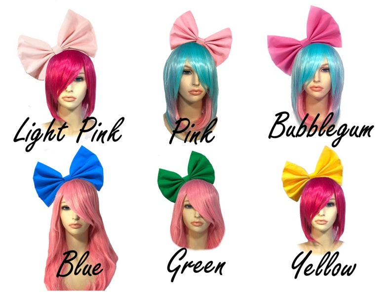Diadema con lazo amarillo, accesorio de cosplay, diadema de anime, lazo amarillo para el pelo, lazo extragrande, disfraz amarillo, chica de cosplay de anime, lazo amarillo grande imagen 4