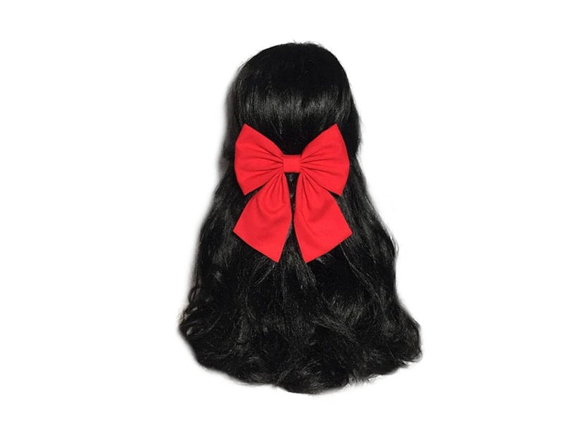 Red Hair Bows For Girls, Red Hair Bow, Red Hair Clip, Cosplay Hair Bows, Kawaii Hair Accessory, Cheer Bows, Dance Bows, Big Bows afbeelding 3