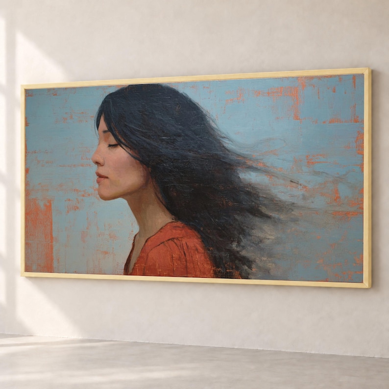 Tranquil Portrait Canvas Wall Art, Serene Woman Profile, Contemporary ...
