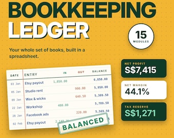 Small Business Bookkeeping Ledger: Cash Flow, Tracker Spreadsheet Plus Profit Loss Dashboard Template Google Sheets Excel PDF