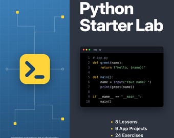 Python Starter Lab: Studiegids voor beginners, curriculum voor desktopautomatisering, werkboek voor het bouwen van apps met syntaxoverzicht (pdf)