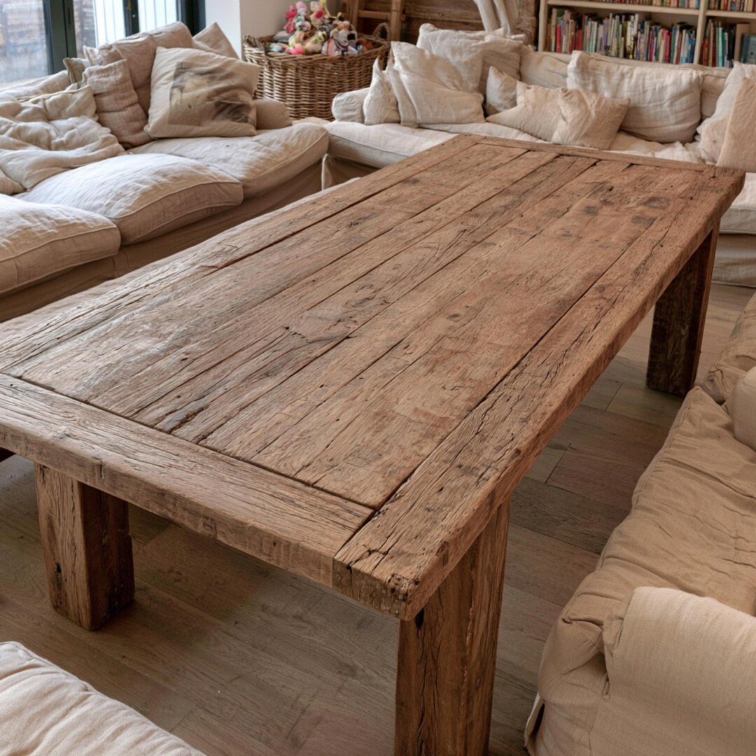 Custom Oak Dining Table, Handmade Solid Wood Furniture, Rustic Kitchen ...