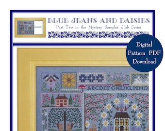 Blue Jeans and Daisies - Part 2 of 3 (BRD-109B) Cross Stitch Chart – Digital Pattern PDF Download