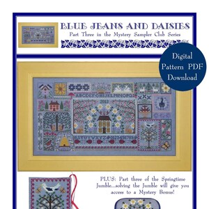 Blue Jeans and Daisies - Part 3 of 3 (BRD-109C) Cross Stitch Chart – Digital Pattern PDF Download