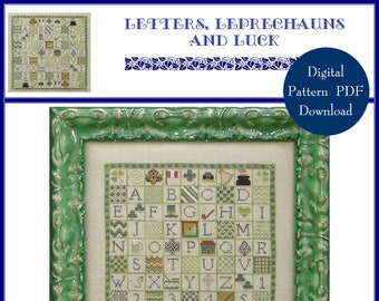 Letters, Leprechauns and Luck (BRD-065) Cross Stitch Chart – Digital Pattern PDF Download