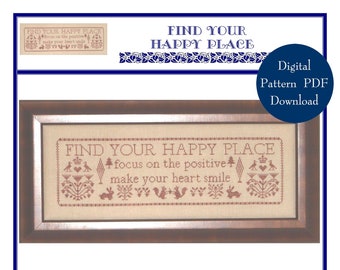Find Your Happy Place (BRD-031) Cross Stitch Chart – Digital Pattern PDF Download