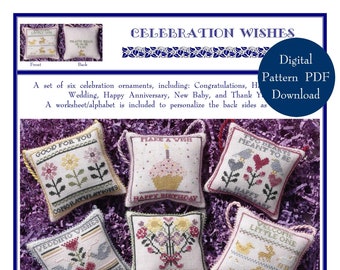 Celebration Wishes (BRD-070) Cross Stitch Chart – Digital Pattern PDF Download